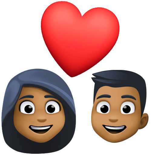 Couple Avec Cœur: Femme, Homme, Peau Mate pour Facebook 15.0