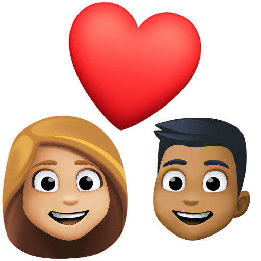 Cuplu cu inimă: Femeie, Bărbat, ten mediu deschis, ten mediu închis pentru Facebook 15.0