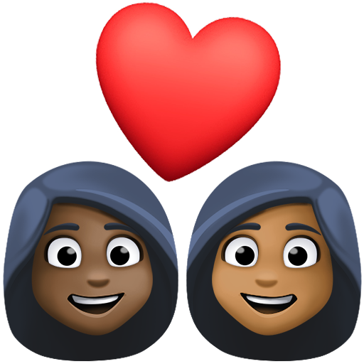 Pár se srdcem: Žena, Žena, Tmavý odstín pleti, Středně tmavý odstín pleti pro Facebook 15.0