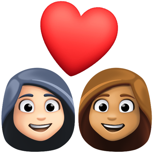 Pár se srdcem: Žena, Žena, Světlý odstín pleti, Střední odstín pleti pro Facebook 15.0