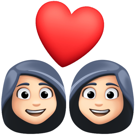 Stel met hart: vrouw, vrouw, lichte huidskleur voor Facebook 15.0