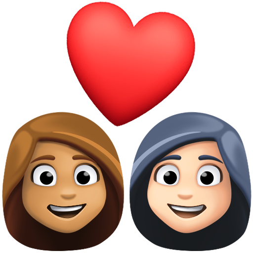 Pár se srdcem: Žena, Žena, Střední odstín pleti, Světlý odstín pleti pro Facebook 15.0