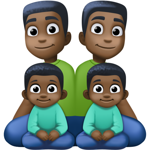 משפחה - גבר: גוון עור כהה, גבר: גוון עור כהה, ילד: גוון עור כהה, ילד: גוון עור כהה עבור Facebook 15.0