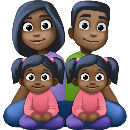 Rodina – Muž: tmavý odstín pleti, Žena: tmavý odstín pleti, Dívka: tmavý odstín pleti, Dívka: tmavý odstín pleti pro Facebook 15.0