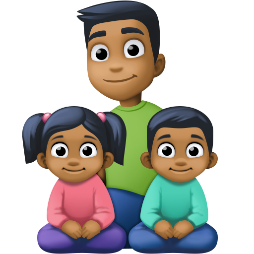 Rodina – Muž: Středně tmavý odstín pleti, Dívka: Středně tmavý tón pleti, Chlapec: Středně tmavý tón pleti pro Facebook 15.0