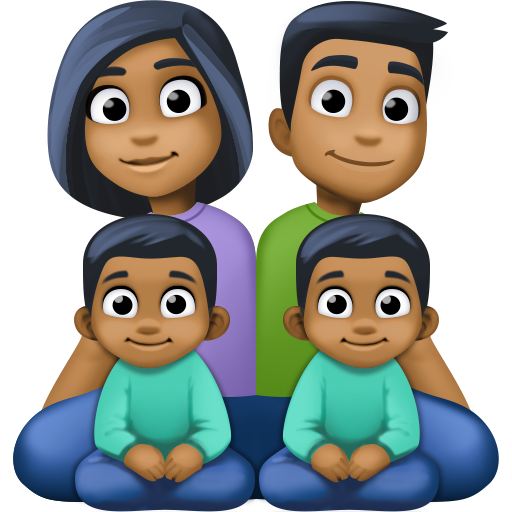 Rodina – Muž: Středně tmavý odstín pleti, Žena: Středně tmavý tón pleti, Chlapec: Středně tmavý tón pleti, Chlapec: Středně tmavý tón pleti pro Facebook 15.0