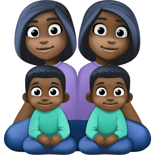 Rodina – Žena: tmavý odstín pleti, Žena: tmavý odstín pleti, Chlapec: tmavý odstín pleti, Chlapec: tmavý odstín pleti pro Facebook 15.0