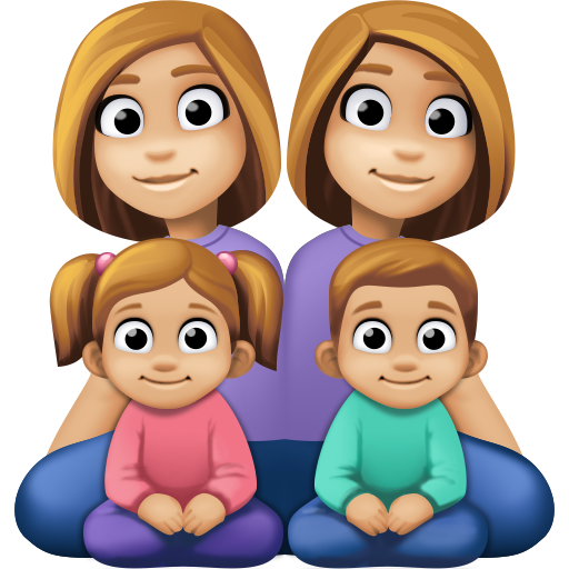 Οικογένεια - Γυναίκα: Μεσαίου ανοιχτού τόνου δέρματος, Γυναίκα: Μεσαίου ανοιχτού τόνου δέρματος, Κορίτσι: Μεσαίου ανοιχτού τόνου δέρματος, Αγόρι: μεσαίου ανοιχτού τόνου δέρματος για Facebook 15.0