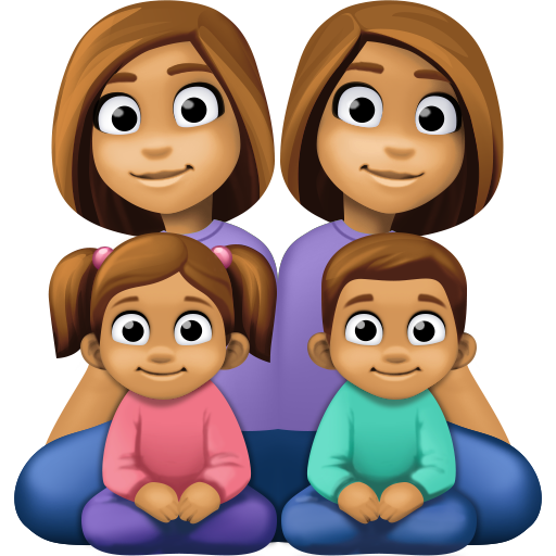 Familie - Frau: Mittlerer Hautton, Frau: Mittlerer Hautton, Mädchen: Mittlerer Hautton, Junge: Mittlerer Hautton für Facebook 15.0