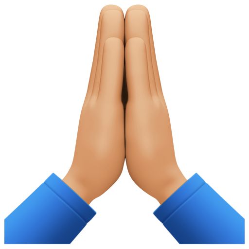 Folded Hands: Medium-Light Skin Tone for Facebook 15.0