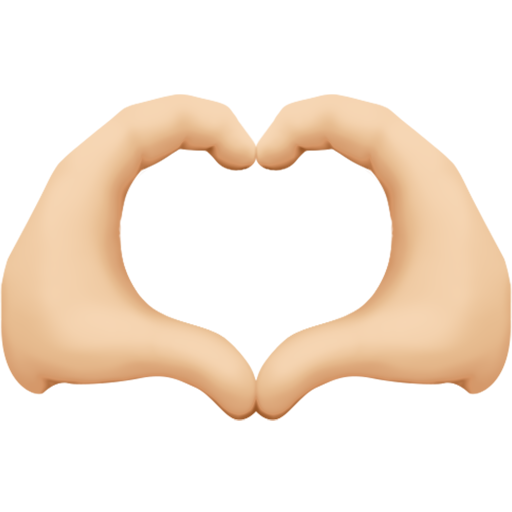 Handen in de vorm van een hart: lichtgetinte huidskleur voor Facebook 15.0