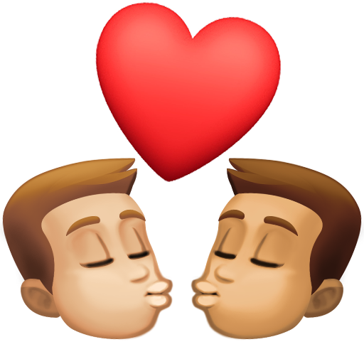 Φιλί: άντρας, άντρας, μεσαίος-ανοιχτόχρωμος τόνος δέρματος, μεσαίος τόνος δέρματος για Facebook 15.0