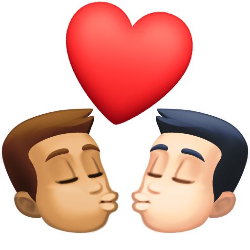 Φιλί: άντρας, άντρας, μεσαίος τόνος δέρματος, ανοιχτόχρωμος τόνος δέρματος για Facebook 15.0