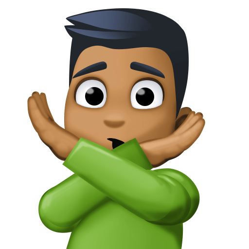 Muž gestikulující Ne: Středně tmavý odstín pleti pro Facebook 15.0