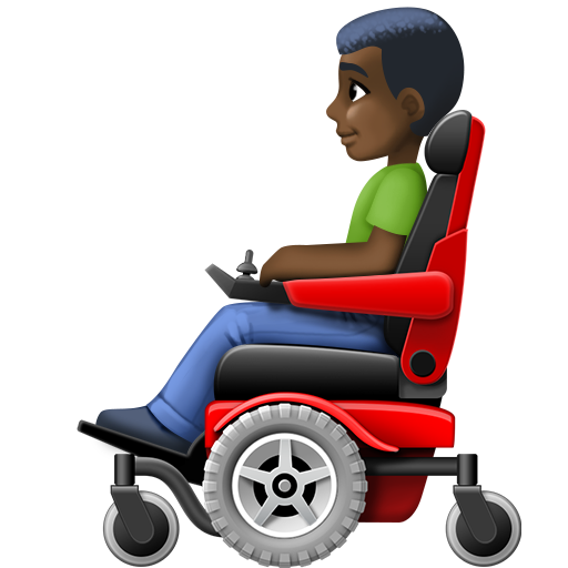 मोटर व्हीलचेयर पर बैठा आदमी: साँवली त्वचा Facebook 15.0 के लिए