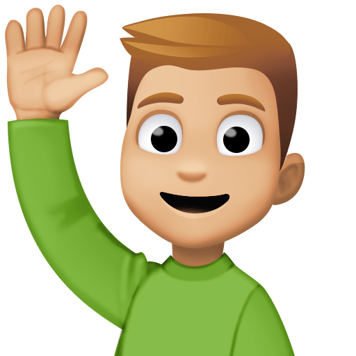 Homme Qui Lève La Main: Peau Moyennement Claire pour Facebook 15.0