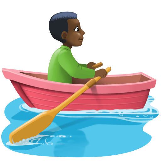 Man Rowing Boat: Dark Skin Tone for Facebook 15.0
