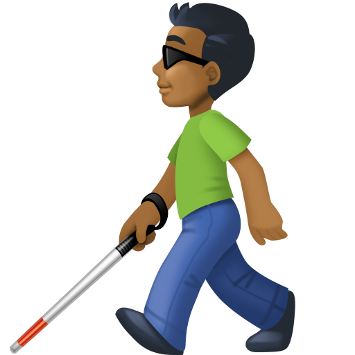 Görme engelli bastonlu erkek: orta koyu cilt tonu için Facebook 15.0