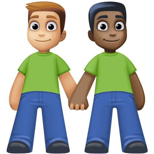 Mannen hand in hand: lichtgetinte huidskleur, donkere huidskleur voor Facebook 15.0