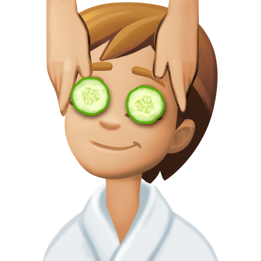 Persoon die hoofdmassage krijgt: lichtgetinte huidskleur voor Facebook 15.0