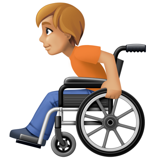 Persona amb cadira de rodes manual: pell mitjana-clara per Facebook 15.0