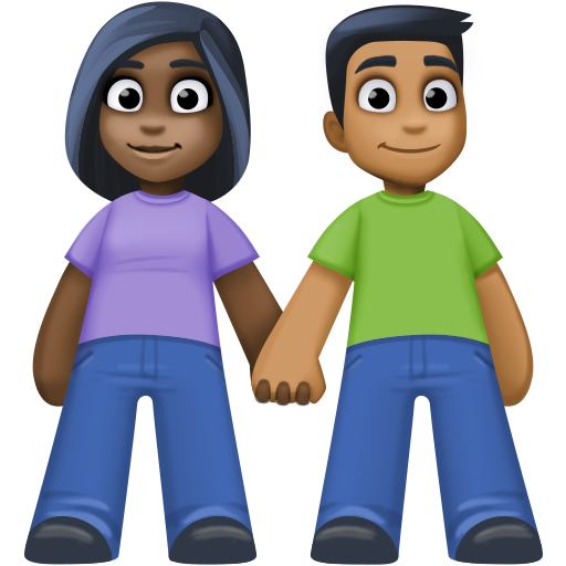 Lelaki dan wanita berpegangan tangan: ton kulit gelap dan ton kulit sederhana gelap untuk Facebook 15.0