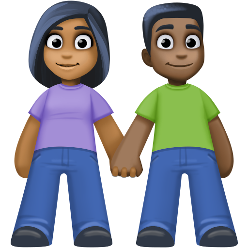 Facebook 15.0의 경우 손을 잡고 있는 남녀: 진한 갈색 피부 검은색 피부