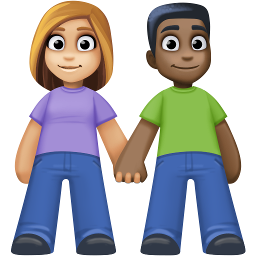 Woman and Man Holding Hands: Medium-Light Skin Tone, Dark Skin Tone for Facebook 15.0