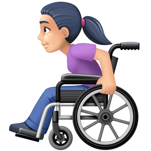 Wanita dengan kursi roda manual: warna kulit cerah untuk Facebook 15.0