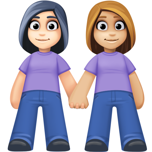 Facebook 15.0의 경우 손을 잡고 있는 두 명의 여자: 하얀 피부 연한 갈색 피부