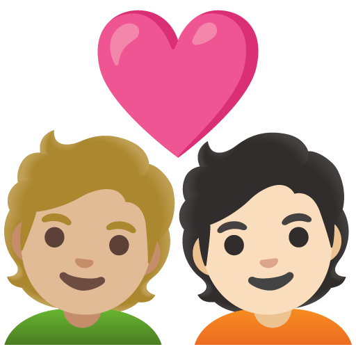 Para z sercem: dorosły, dorosły, karnacja średnio jasna i karnacja jasna dla Google 16.0