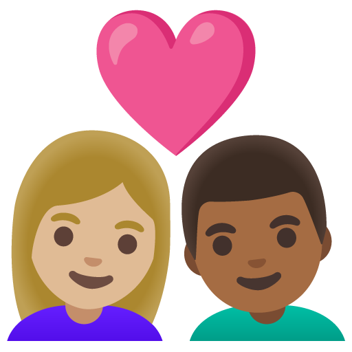 Cuplu cu inimă: Femeie, Bărbat, ten mediu deschis, ten mediu închis pentru Google 16.0