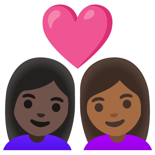 Pár se srdcem: Žena, Žena, Tmavý odstín pleti, Středně tmavý odstín pleti pro Google 16.0