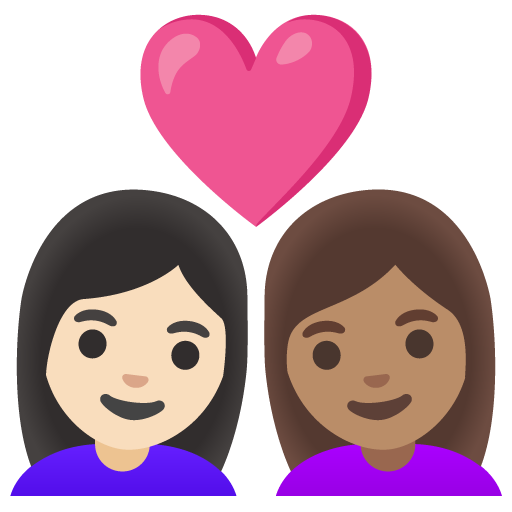 Pár se srdcem: Žena, Žena, Světlý odstín pleti, Střední odstín pleti pro Google 16.0