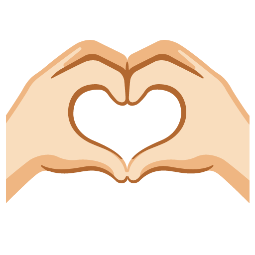 Handen in de vorm van een hart: lichte huidskleur voor Google 16.0