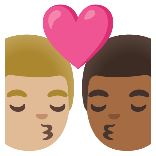 Google 16.0의 경우 키스: 남자 남자 연한 갈색 피부 진한 갈색 피부