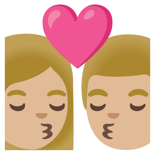Bacio Tra Coppia: Donna, Uomo, Carnagione Abbastanza Chiara per Google 16.0