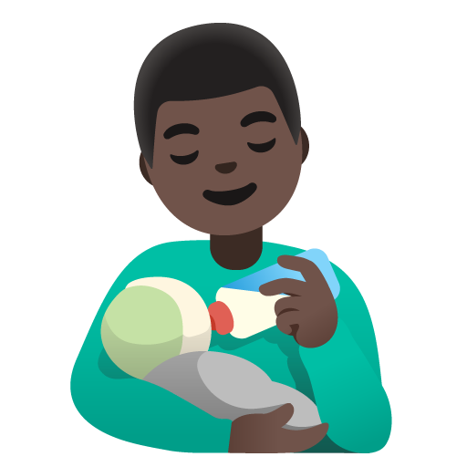 Man die een baby voedt: donkere huidskleur voor Google 16.0