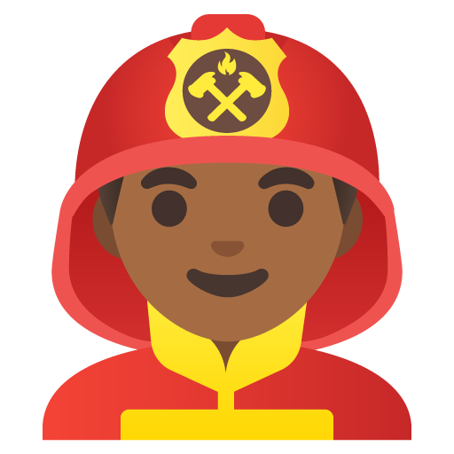 Man Firefighter: Medium-Dark Skin Tone per Google 16.0