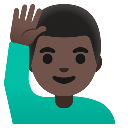 Home que aixeca la mà: pell fosca per Google 16.0