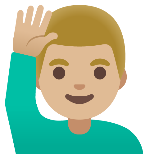 Homme Qui Lève La Main: Peau Moyennement Claire pour Google 16.0