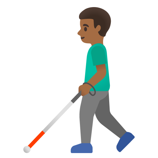 Görme engelli bastonlu erkek: orta koyu cilt tonu için Google 16.0