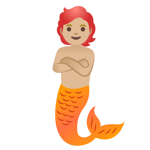 مخلوق بحري بجسد بشري وذيل سمكة: بشرة بلون فاتح ومعتدل لـ Google 16.0