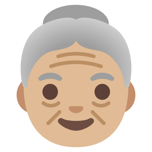 Oude vrouw: lichtgetinte huidskleur voor Google 16.0