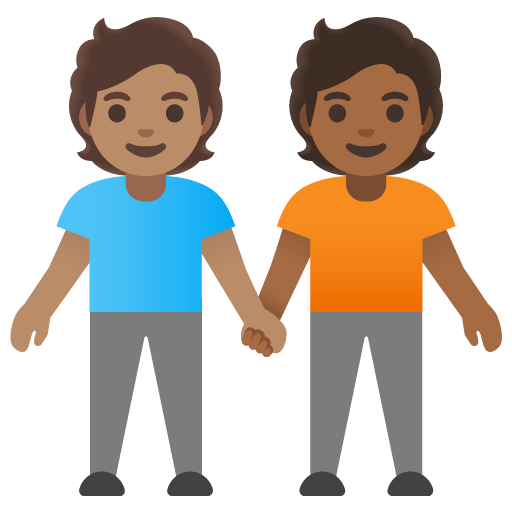 हाथ पकड़े हुए लोग: गेहुँआ त्वचा, हल्की साँवली त्वचा Google 16.0 के लिए