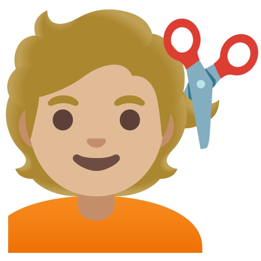 Persona que es talla el cabell: to de pell mig clar per Google 16.0