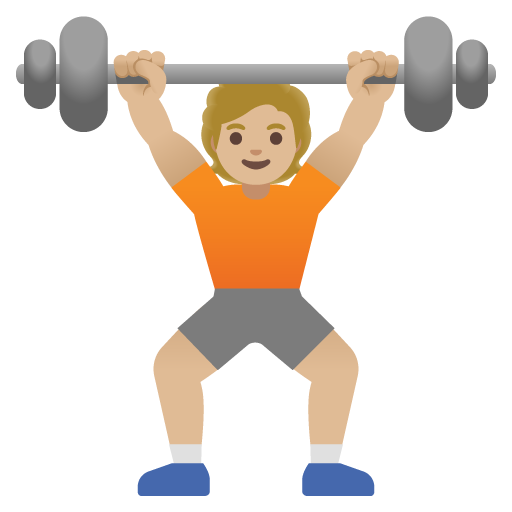 Person Lifting Weights: Medium-Light Skin Tone for Google 16.0