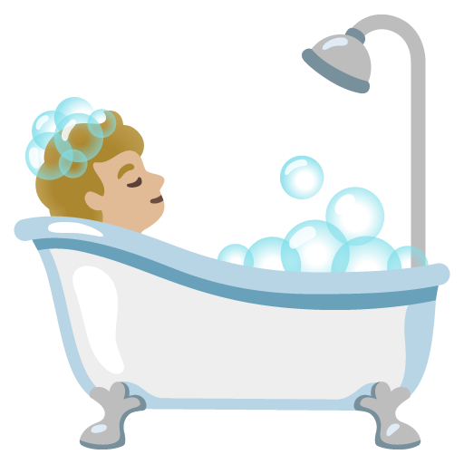 Person Taking Bath: Medium-Light Skin Tone for Google 16.0