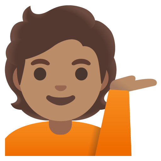 Person vender håndfladen op: medium teint for Google 16.0