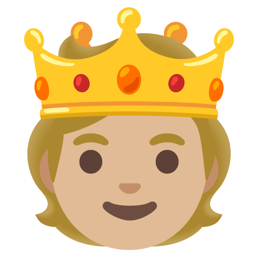 Taç takmış insan: orta açık cilt tonu için Google 16.0